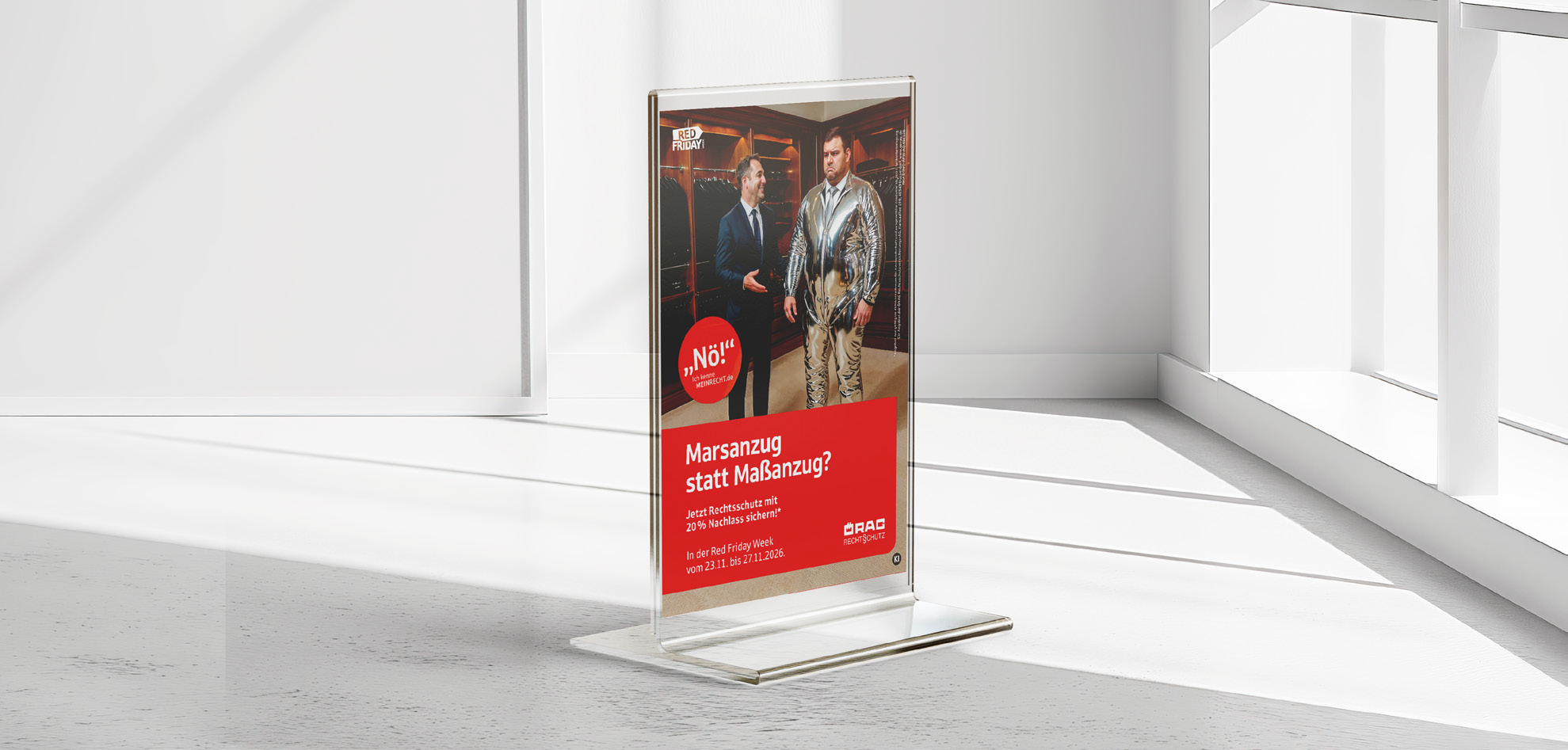 Kampagnendisplay mit Nö-Motiv